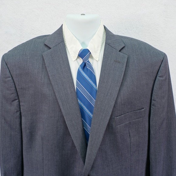 Calvin Klein Gray Twill Wool 48R Blazer‎ 2 Button